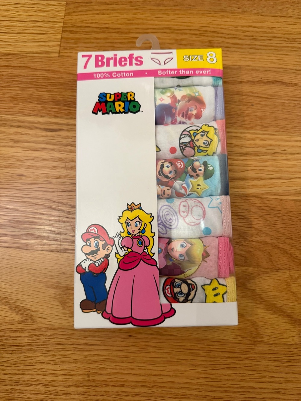 Nintendo Girls Super Mario 7-Pack Briefs - Pink, White, Yellow, Blue